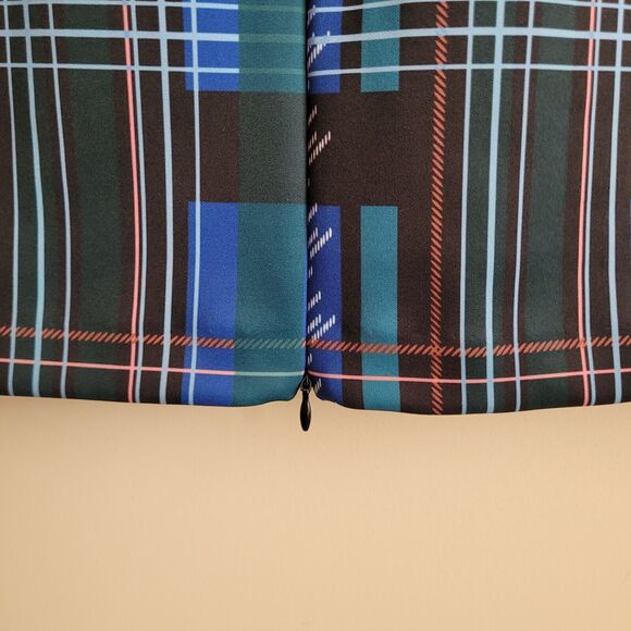 Eloquii Womens Neoprene Pencil Skirt Plus Size 16 Green Blue Plaid Scuba Knit - Picture 3 of 11